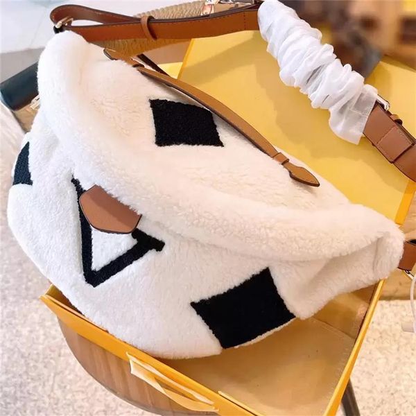 fashion teddy waistbag designer bum bag womens men luxury cashmere crossbody shoulder bags winter fuzzy bumbag fannypack wallet 5 182m